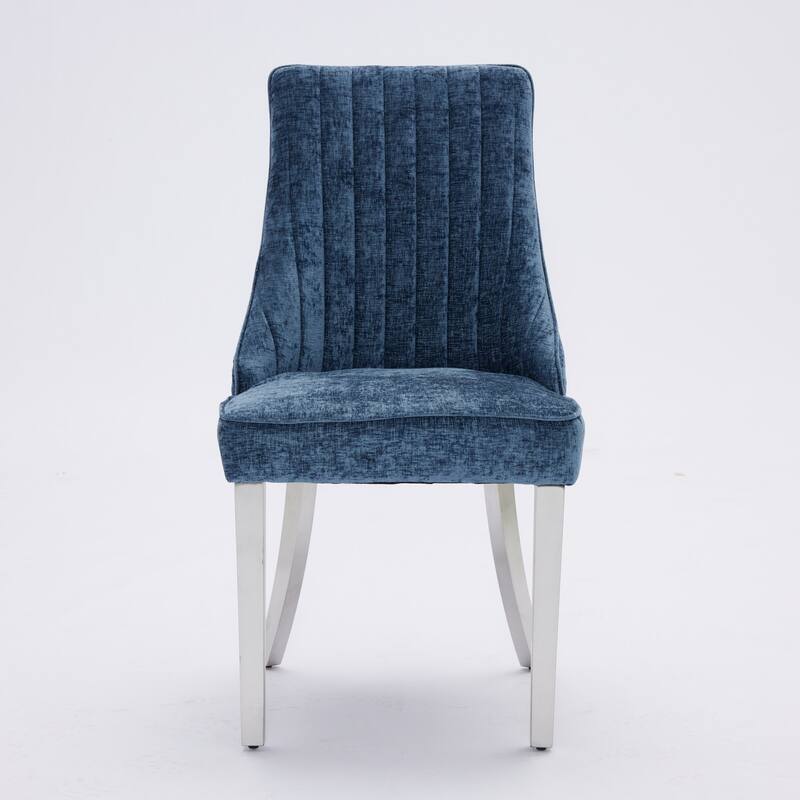 Rayon Cloth Flocking Chenille Dining Chairs Channel Kitchen Dinner Chair Comfy Fabric Upholstered Accent Chair