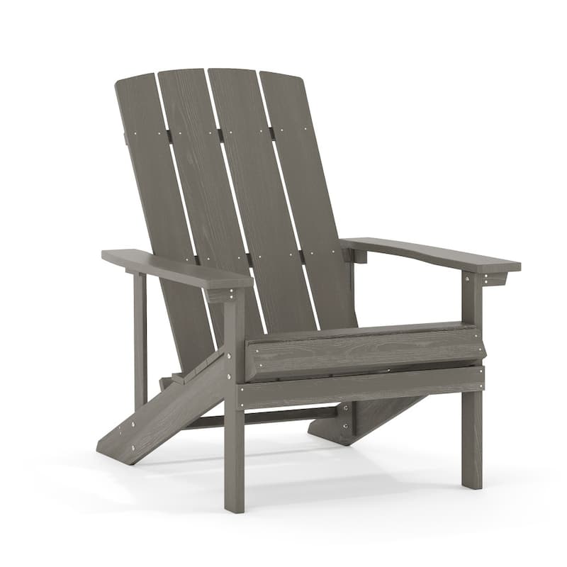Outdoor All-Weather Poly Resin Wood Adirondack Chair - 29.5"W x 33.5"D x 35"H - Light Gray
