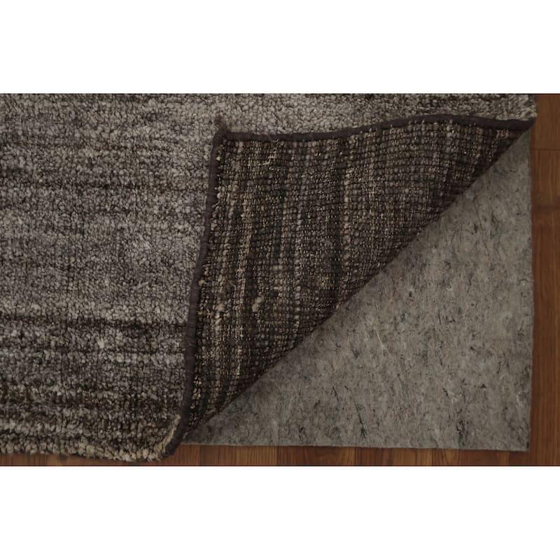 Hand Knotted Oriental 100% Wool Carpet Tribal Contemporary Greys & Charcoal Gabbeh Area Rug - 9' 8'' X 7' 9''