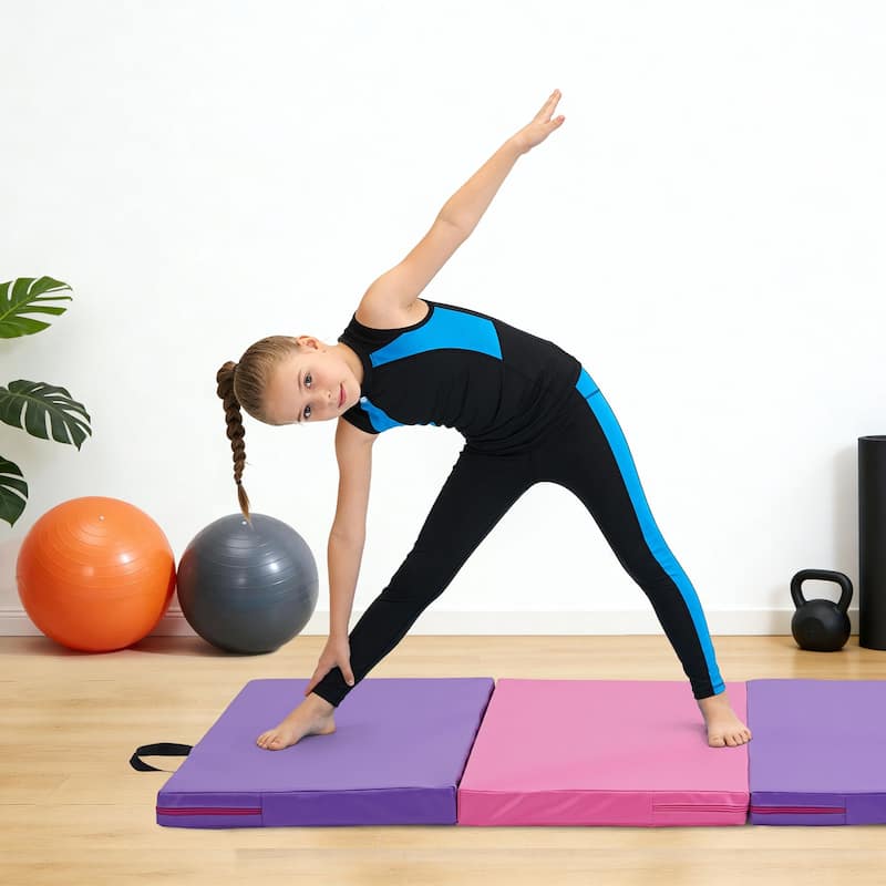 Zenova Gymnastics Mat 6' x 3' x 2" Four Fold Folding Exercise Mat with Carrying Handles