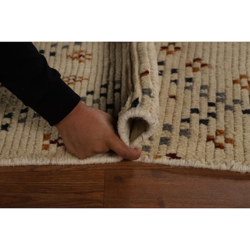 Moroccan Oriental Area Rug Hand-Knotted Wool Carpet - 5'1" x 8'0"
