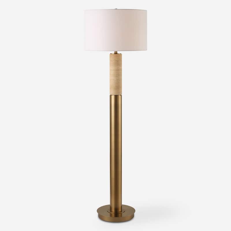 Uttermost Knox Travertine Floor Lamp - 66'' H X 20'' W X 20'' D