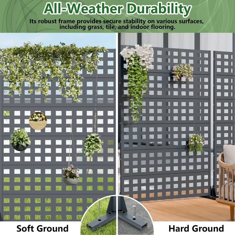 Outdoor Rectangle Privacy Screens Metal Screen Fence Panel Set of 2