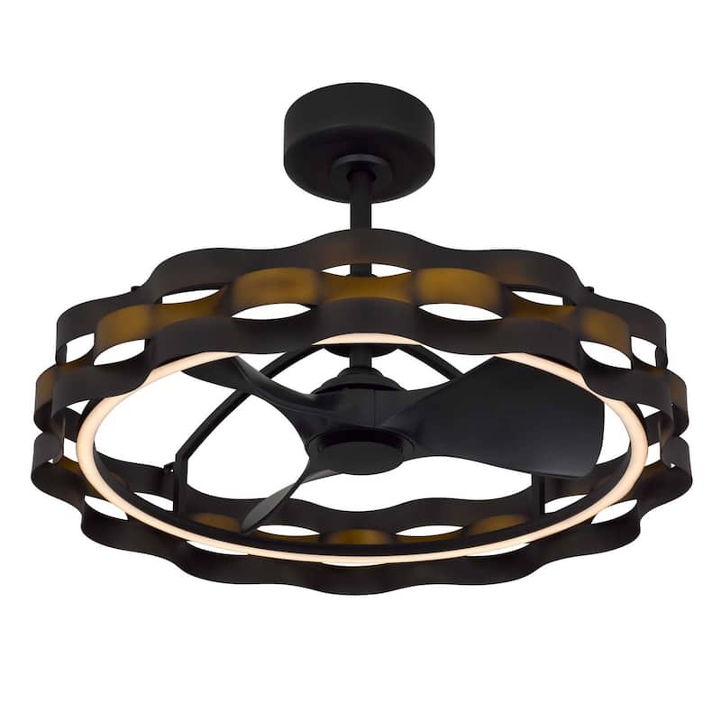 Pembroke 19" Height Dark Bronze Metal Fan Light With Led Light - One Size
