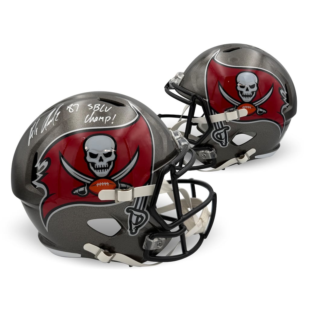 Rob Gronkowski Autographed Tampa Bay Buccaneers Signed Full Size Football Replica Helmet SB LV CHAMP Beckett Certified COA