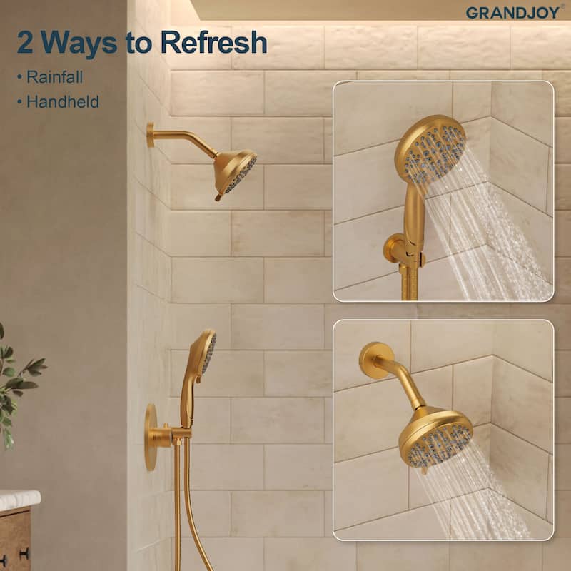 GRANDJOY Wall Mounted 5-Spray Shower System including Handheld Sprayer