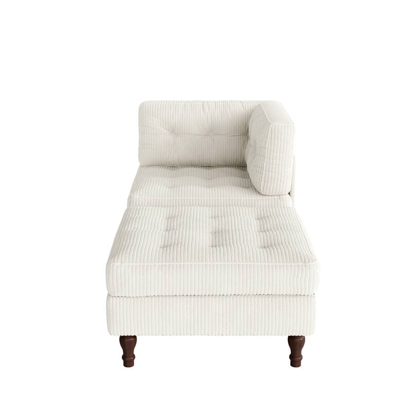 Corduroy L-shape Modular Corner Sectional Sofa with Reversible Storage Ottoman