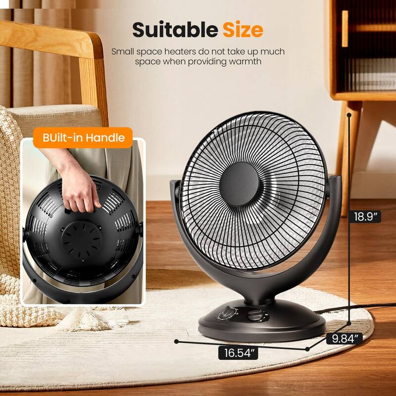 Oscillating Parabolic Space Heater with Thermostat and Timer, Radiant