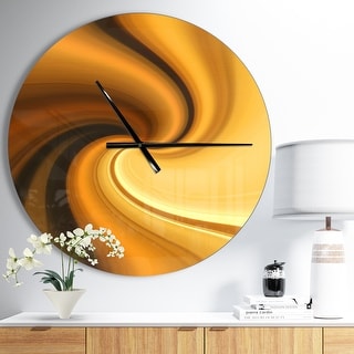 Designart 'Brown Waves Curved Texture' Oversized Modern Wall CLock