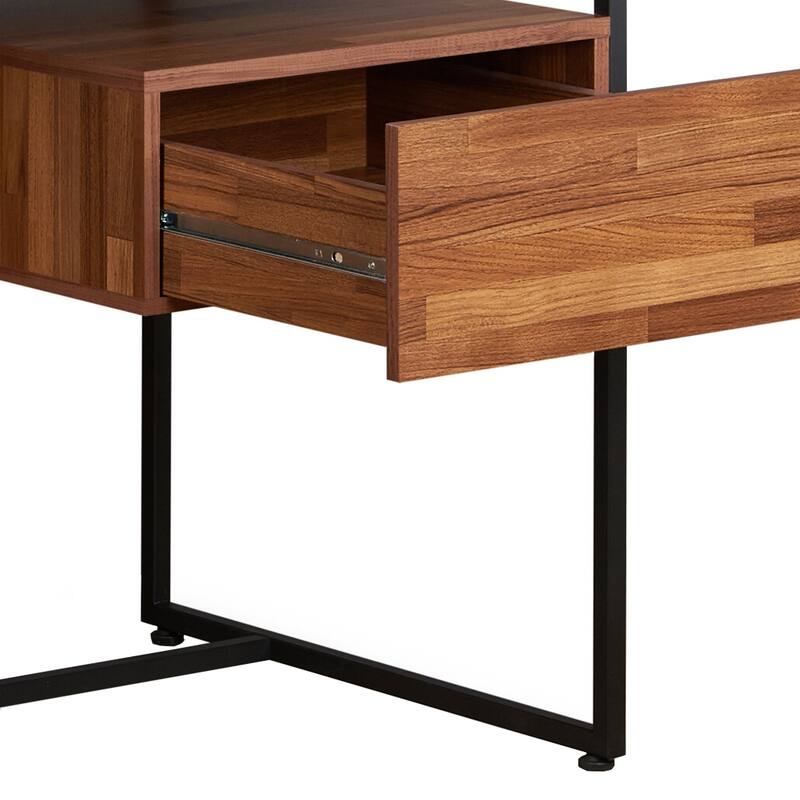 Contemporary 1-Drawer Writing Desk with Elegant Walnut Finish and Sleek Sled Base for Office or Study Use