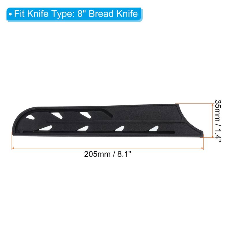 Plastic Kitchen Knife Sheath Cover Sleeves for 8" Bread Knife, Black - 2 Pcs