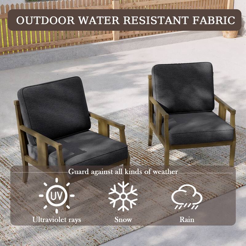 2 Set Outdoor Patio Club Chair with Cushion Patio Arm Lounge Chair