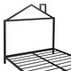 preview thumbnail 7 of 7, Black Full Size Metal Platform Bed with House-Shaped Headboard Design for Kids, Boys and Girls