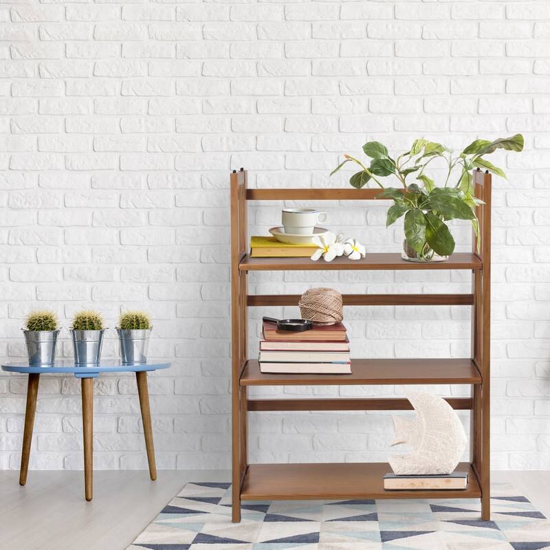 Porch & Den Edgemont 100% Solid Wood Folding Stackable 27.5-inch Bookcase