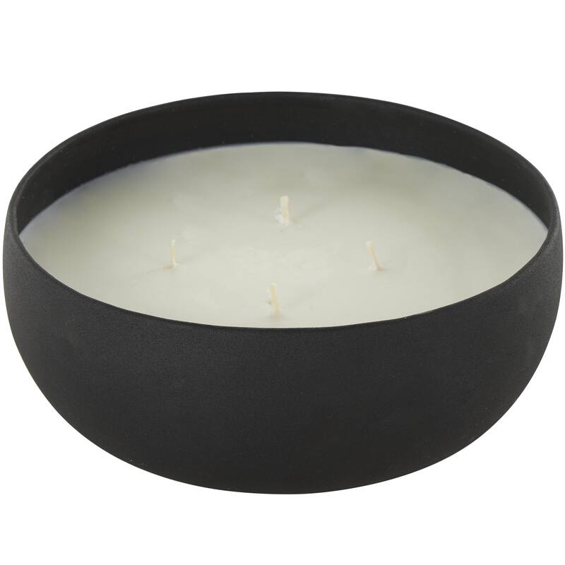 Beige, Black or Cream Metal Scented Textured 34oz 4 Wick Decorative Candle with White Wax