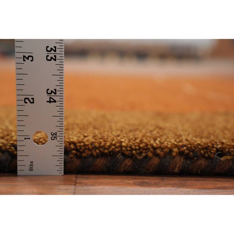 Hand Knotted Oriental 100% Wool Carpet Modern Bordered Oranges & Rust Gabbeh Area Rug - 6' 7'' X 4' 8''