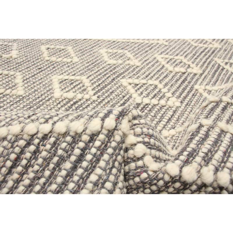 ECARPETGALLERY Braid weave Sienna Grey Wool Rug - 5'2 x 7'10