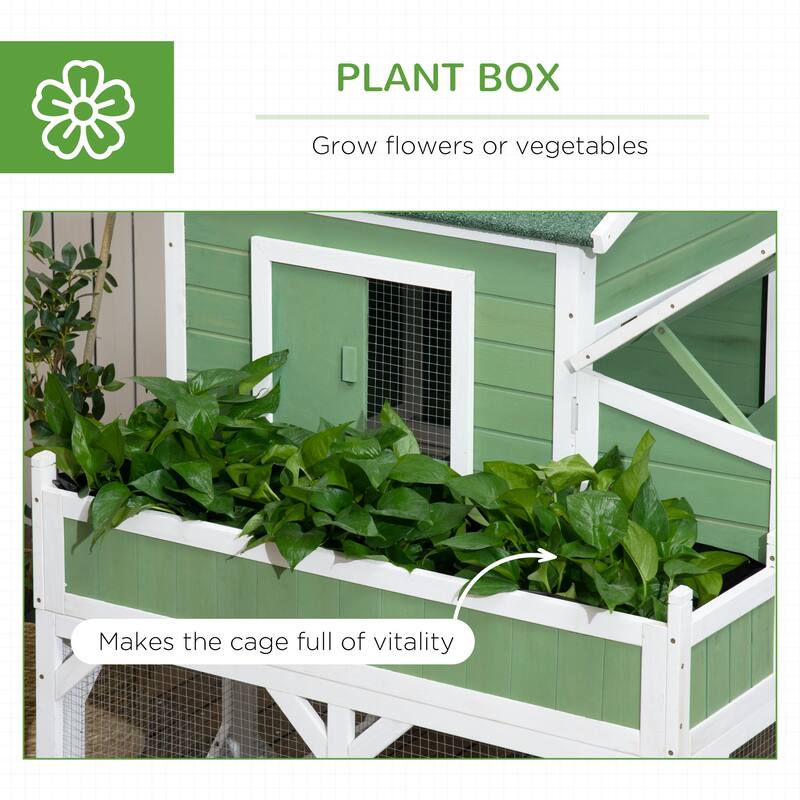 PawHut 49" Small Chicken Coop Hen House with Garden Space, Chicken House Outdoor Run Cage with Weather Protection
