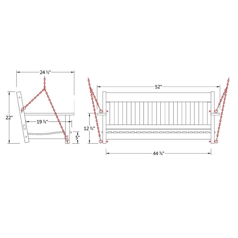 Cambridge Casual Alston Traditional Mahogany Wood Porch Swing