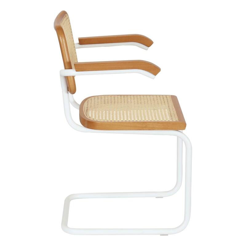 Breuer Chair Company Marcel Breuer Cesca Cane Cantilever Armchair Arm Chair w/ White Steel Frame (Various Wood & Cane Colors)