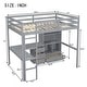 preview thumbnail 7 of 18, Wood High Full Size Loft Bed with Desk,Storage Shelves and Drawers