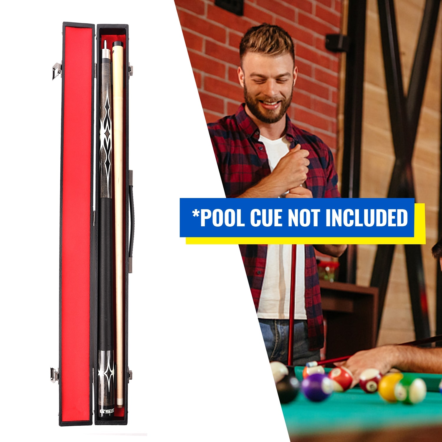 GSE™ 1x1 Hard Billiard Pool Cue Stick Hard Box. 1/2 Pool Cue