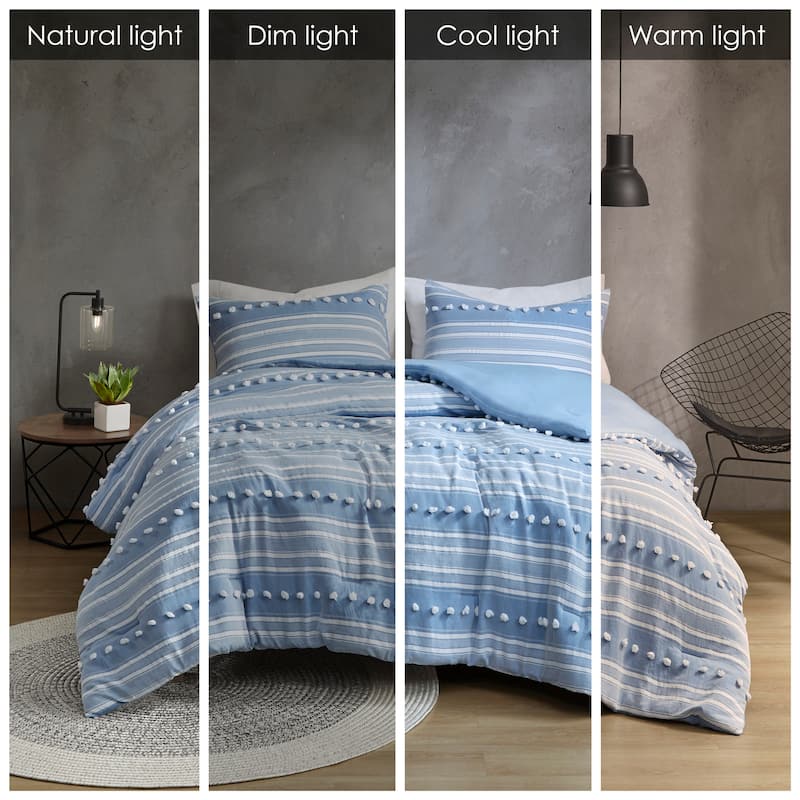 Intelligent Design Cillian Striped Clipped Jacquard Comforter Set