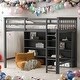 preview thumbnail 10 of 16, Twin Size Loft Bed With 8 Open Storage Shelves Snd Built-in Ladder for Home Grey