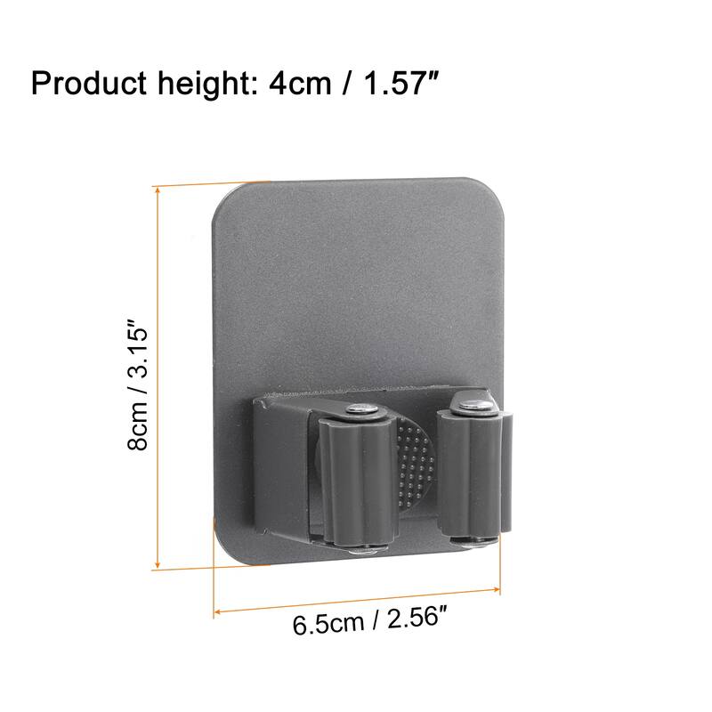 Mop Broom Holder, 304 Stainless Steel Mop Holder Adhesive Broom Hanger - Dark Grey - 4pcs