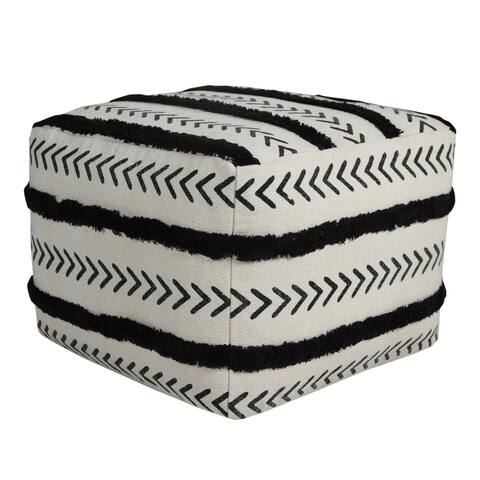 Textured Chevron Stripe Pouf Ottoman