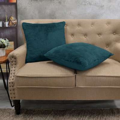 Solid Light Fauxfur Square Pillow Covers set of 2, NO INSERT