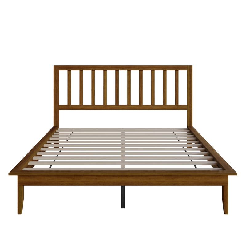 Clayfell Lancaster Platform Bed Frame with Slatted Headboard, No box spring required, Easy Assembly