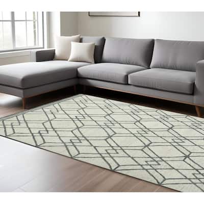 HomeRoots Geometric Lodge Rectangle Area Rug