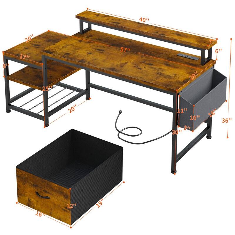 Long Desk with Stand Monitor