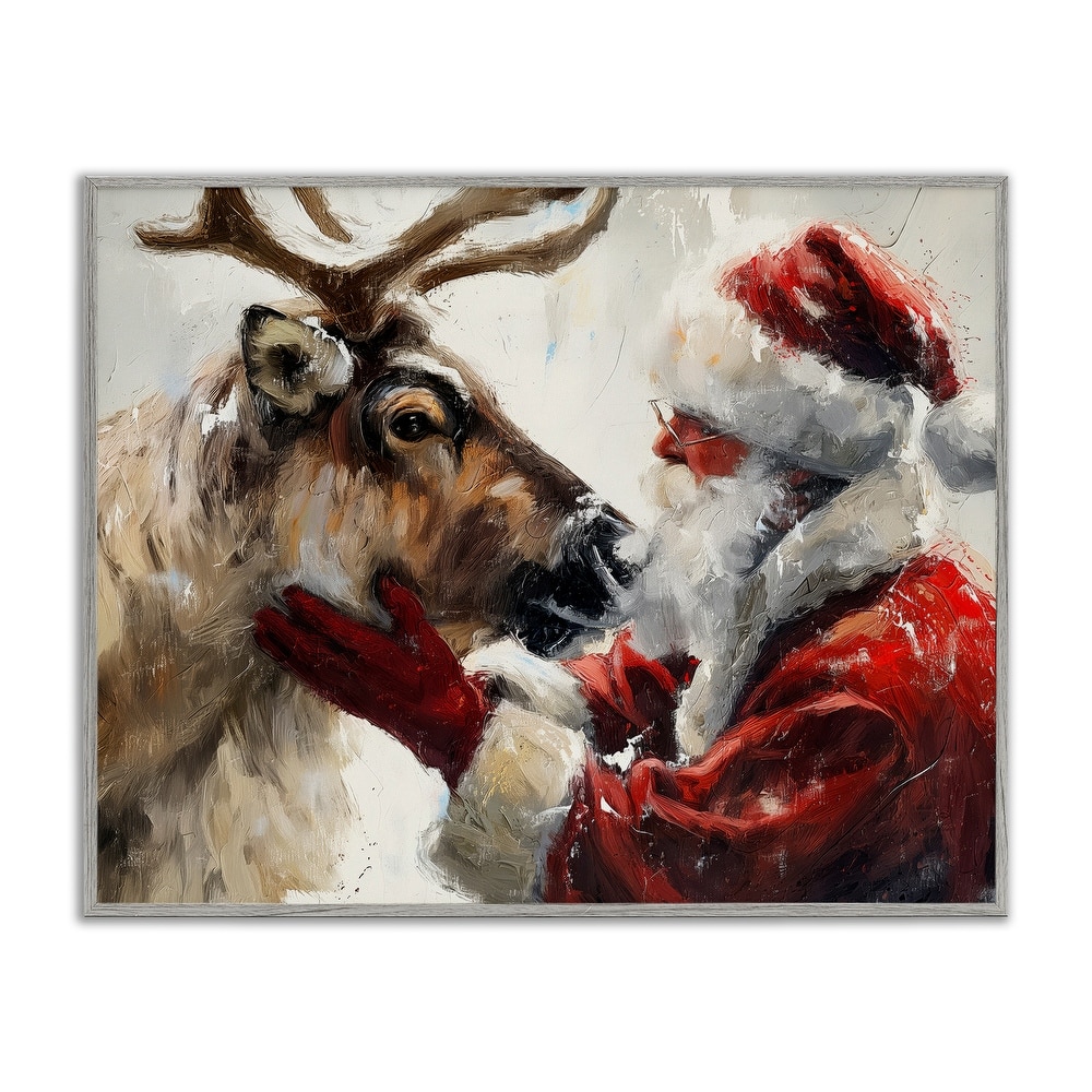 Stupell Traditional Santa & Reindeer Framed Giclee Art Design By Arlington Prints