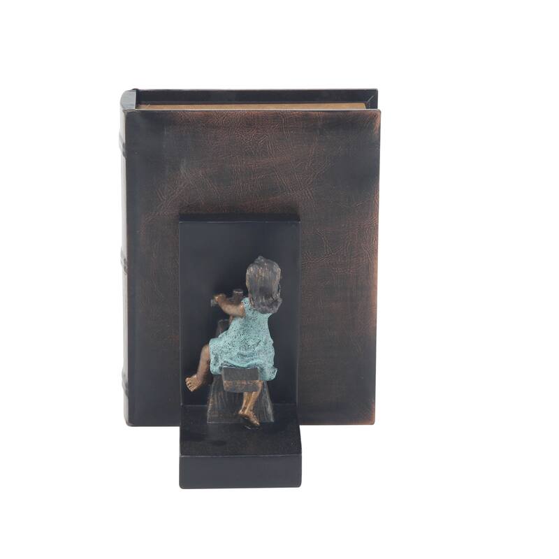 Brown or Black Polystone People Bookends with Swing Set (Set of 2) - 5 x 4 x 8