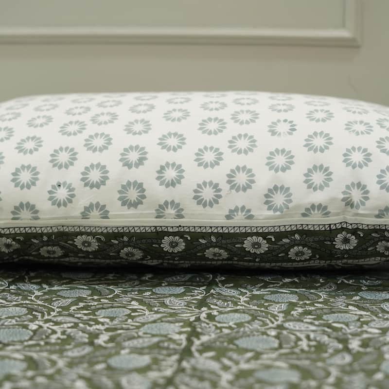 Fabdivine Handmade Block Print Flat Sheet or Bed Sheet Cotton Fabric Floral Home Decor