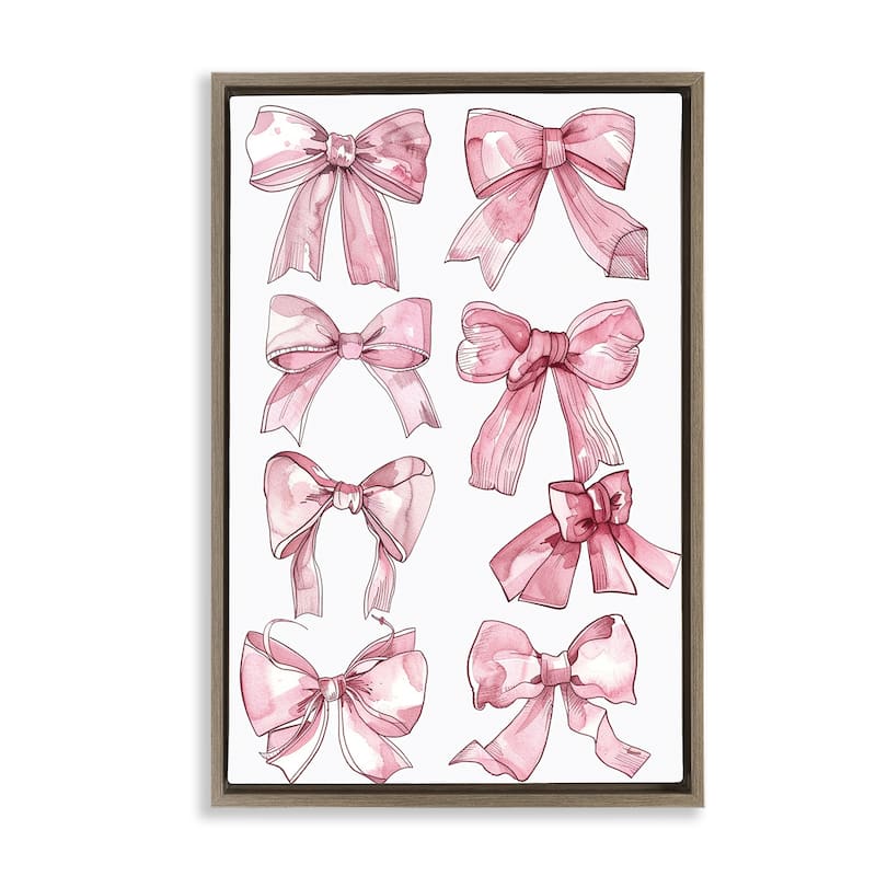 Stupell Various Ribbons in Pink Framed Floater Canvas Wall Art Design By LSR Design Studio - 21 x 31 - Brown
