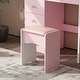 preview thumbnail 13 of 24, 5-Drawers Makeup Vanity Table Set with Lighted Mirror (PINK/BLACK) - 52"H