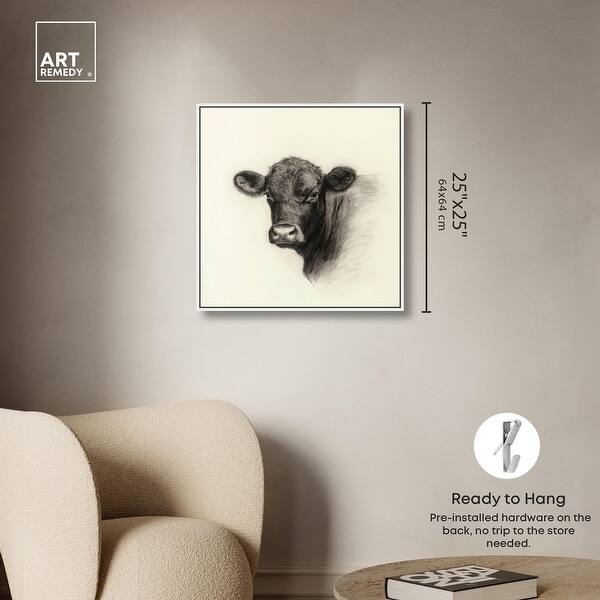 dimension image slide 4 of 24, Darkness in Detail of Cow Canvas Animal Art Prints by Art Remedy