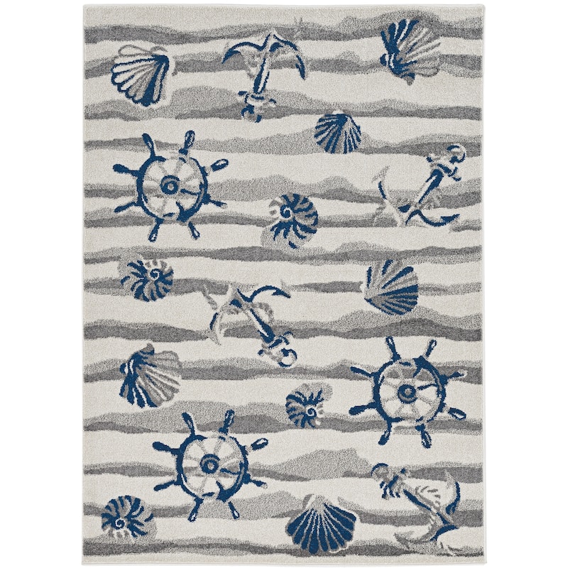 Domani Luxe Nautical Outdoor Area Rug - 23" x 45" - Ivory