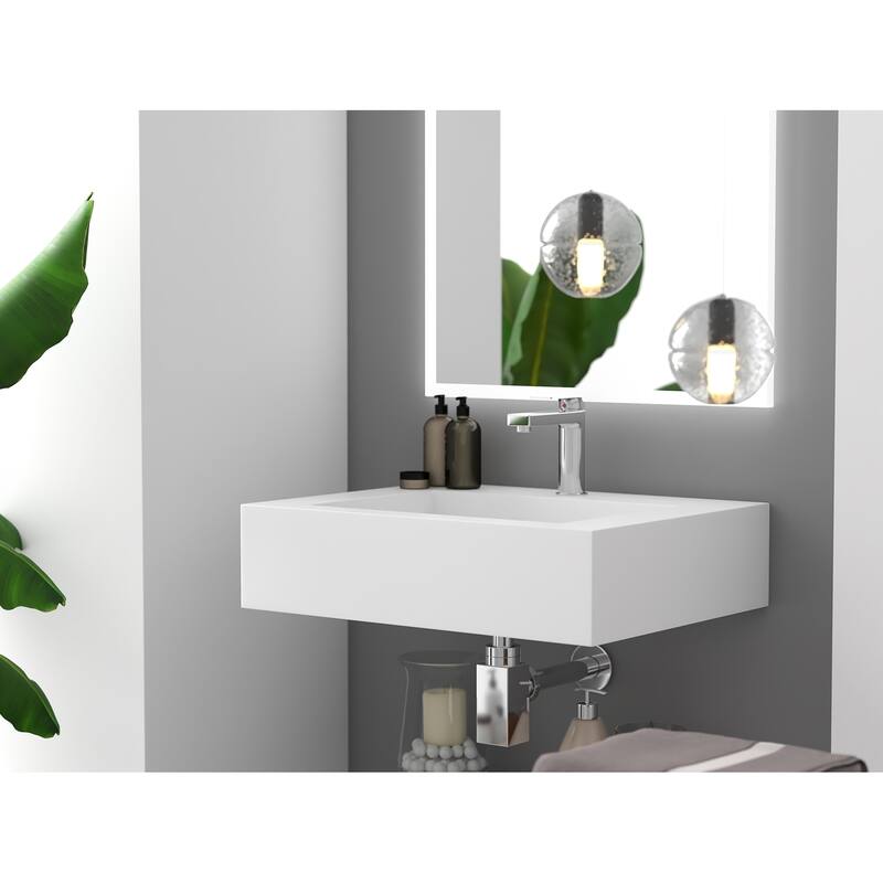 Pyramid Solid Surface Wall-Mounted Bathroom Sink