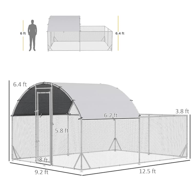 PawHut Large Chicken Coop Metal Chicken Run for Chickens with Waterproof and Anti-UV Cover