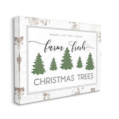 Stupell Industries Farm Fresh Trees Rustic Sign Christmas Charm Canvas Wall Art - Multi-Color