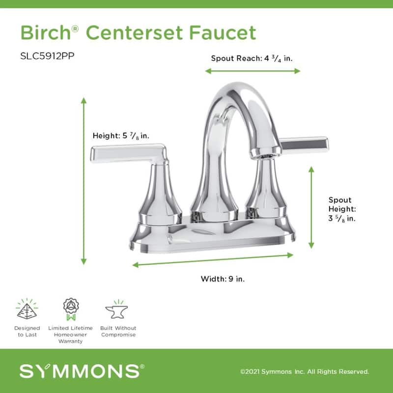 Symmons SLC5912PP Birch 1.0 GPM Vessel Centerset Bathroom Faucet