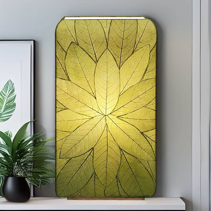 Eangee Handmade Sunburst Table Lamp, Cocoa Leaves Shade, 15 x 8 x 30 in.