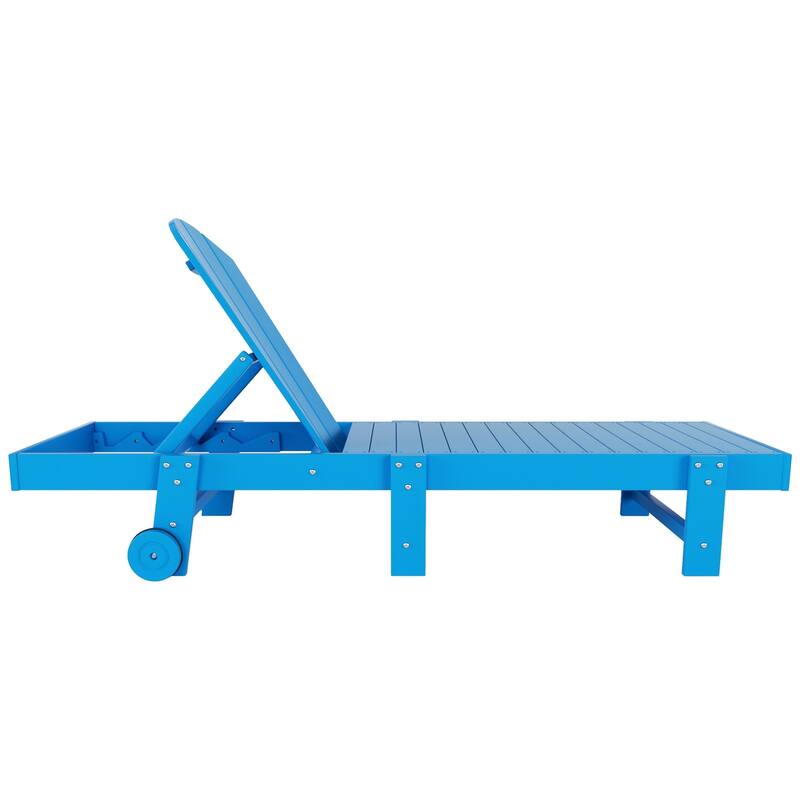 Polytrends Laguna Hdpe All Weather Outdoor Patio Pool Reclining Armless Chaise Lounge With Wheels