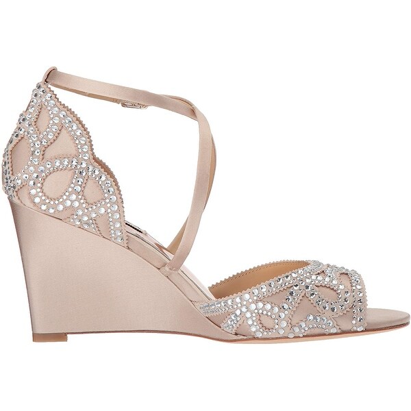 badgley mischka winter strappy wedge pump