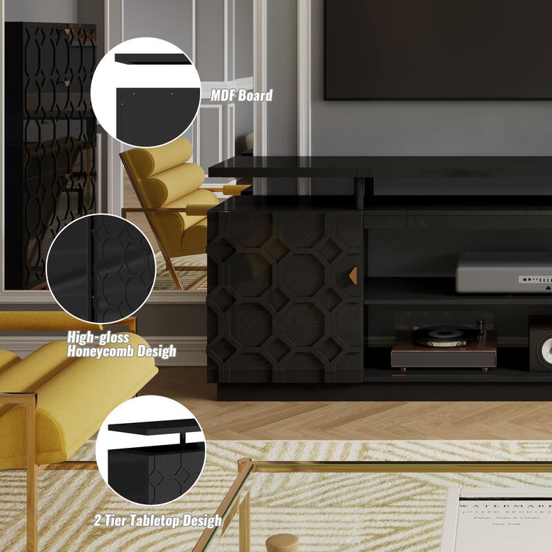 Clihome High Gloss 70'' Storage TV Stand