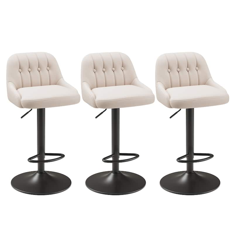 RENEWLINE Adjustable Height Bar Stools with Back, 360° Swivel PU Leather Counter Stools( Set of 1/2/3/4/6)for Kitchen Island - Set of 3 - Beige